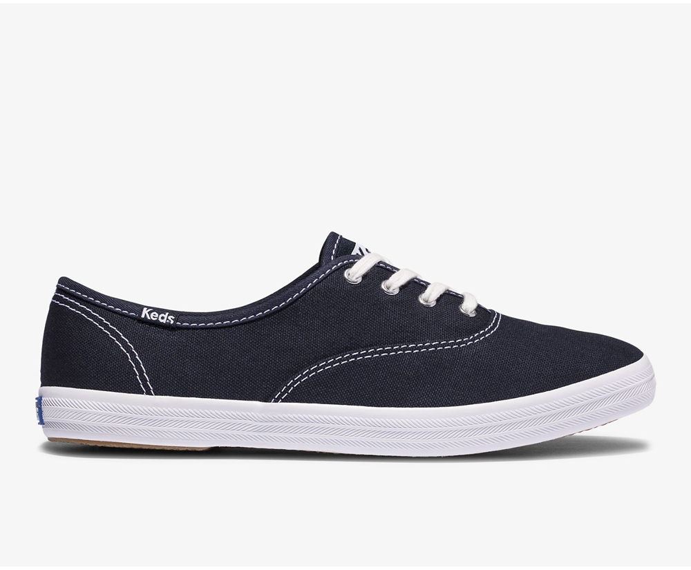 Womens Keds Sneakers - Champion Organic Cotton Canvas - Navy - 8234-TXFMH